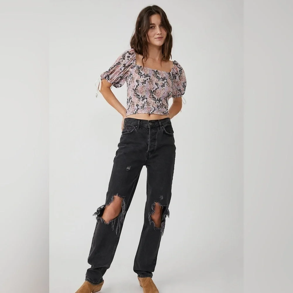 Free People Smocked Back On Top Crop Top